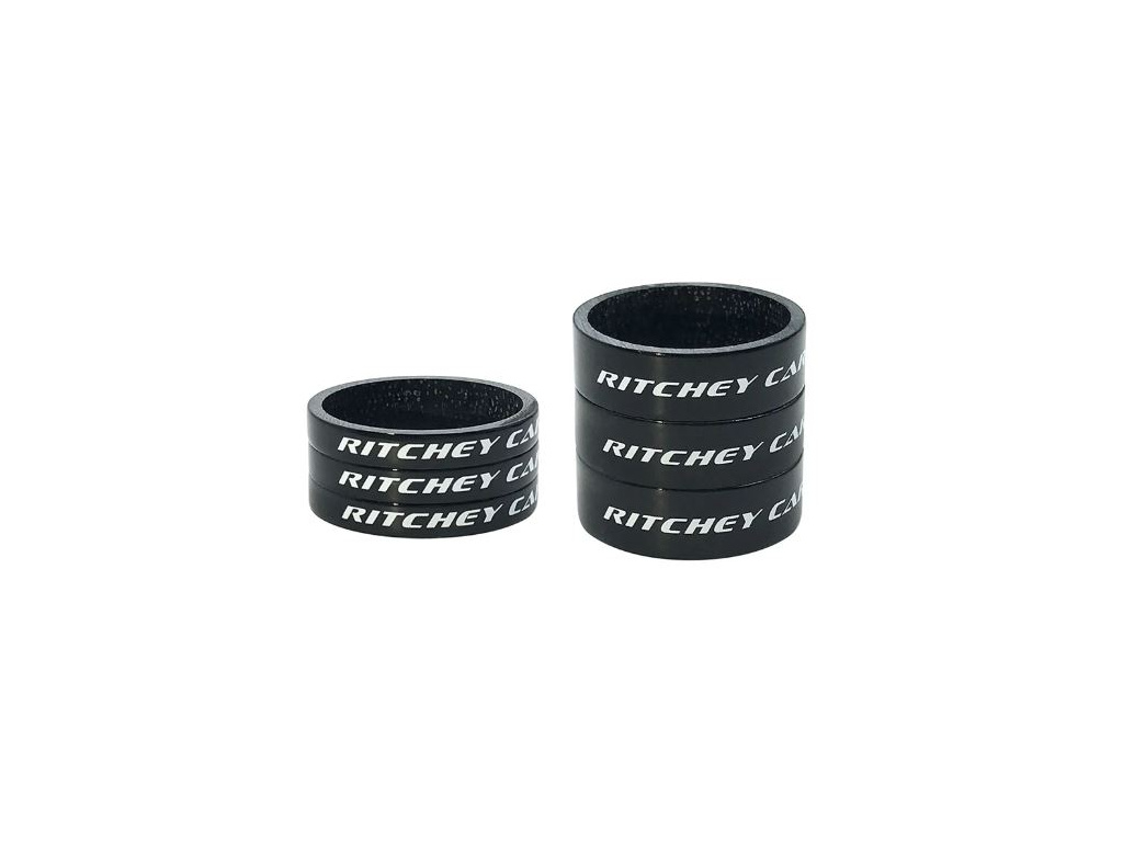 Hlavové složení RITCHEY Spacers Wcs Carbon Black Ud Glossy 1-1/8 3X5mm + 3X10mm -